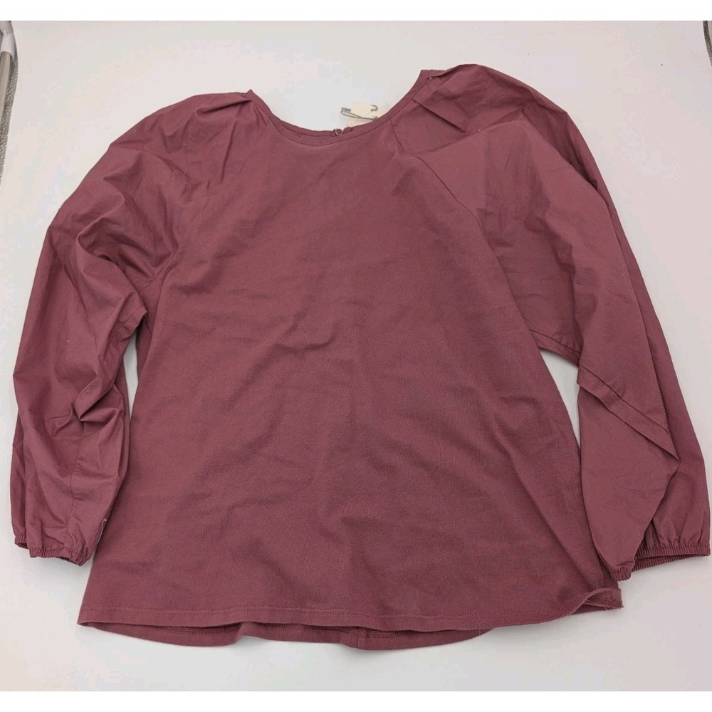 A New Day size S Purple Long Sleeve Cotton Top Stretch NWT